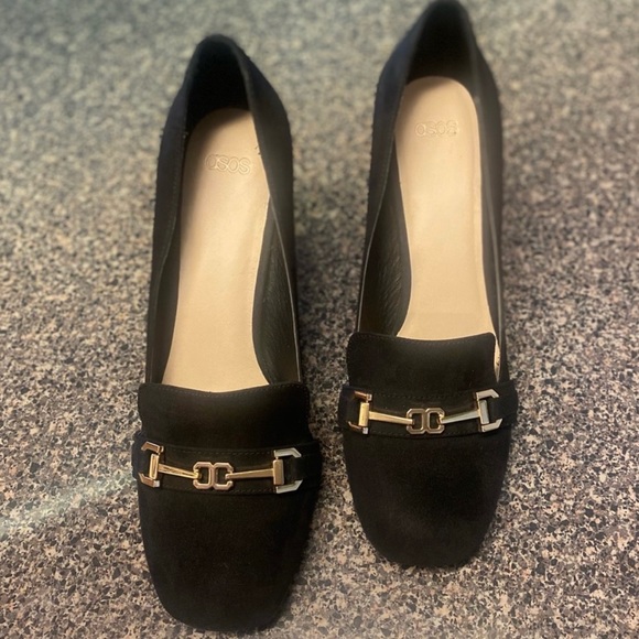 “ASOS” Provider Heeled Faux Suede Loafer - Picture 3 of 9